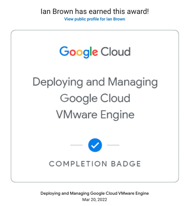 Google Cloud VMware Engine Certificate